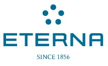 Ein blau-weißes Logo für Eterna seit 1856
